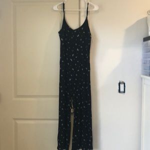 black and white floral print jumpsuit